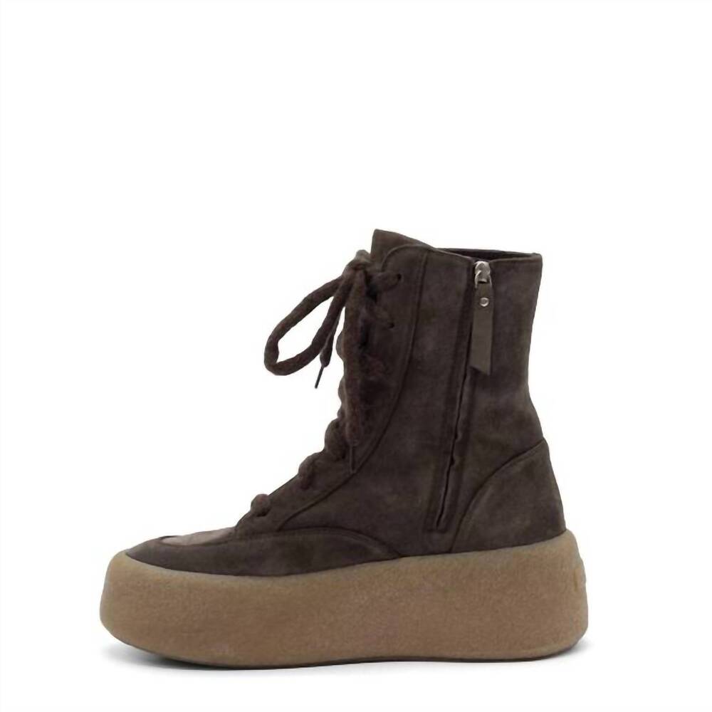 NEW VIC MATIE women's lace up suede platform boot in coffee